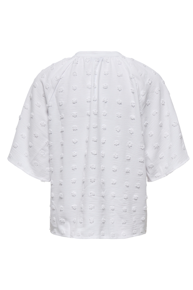 ONLIVANA LIFE 34 DOBBY V-NECK TOP W 15353159 BRIGHT WHITE